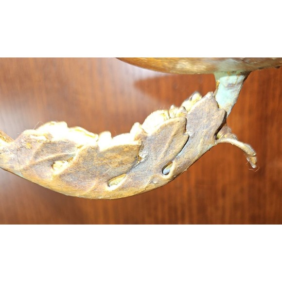 Vintage Candelabra Ornate Brass Standing Pillar Candle Holder w/ 3 Arms Patina - Picture 3 of 8